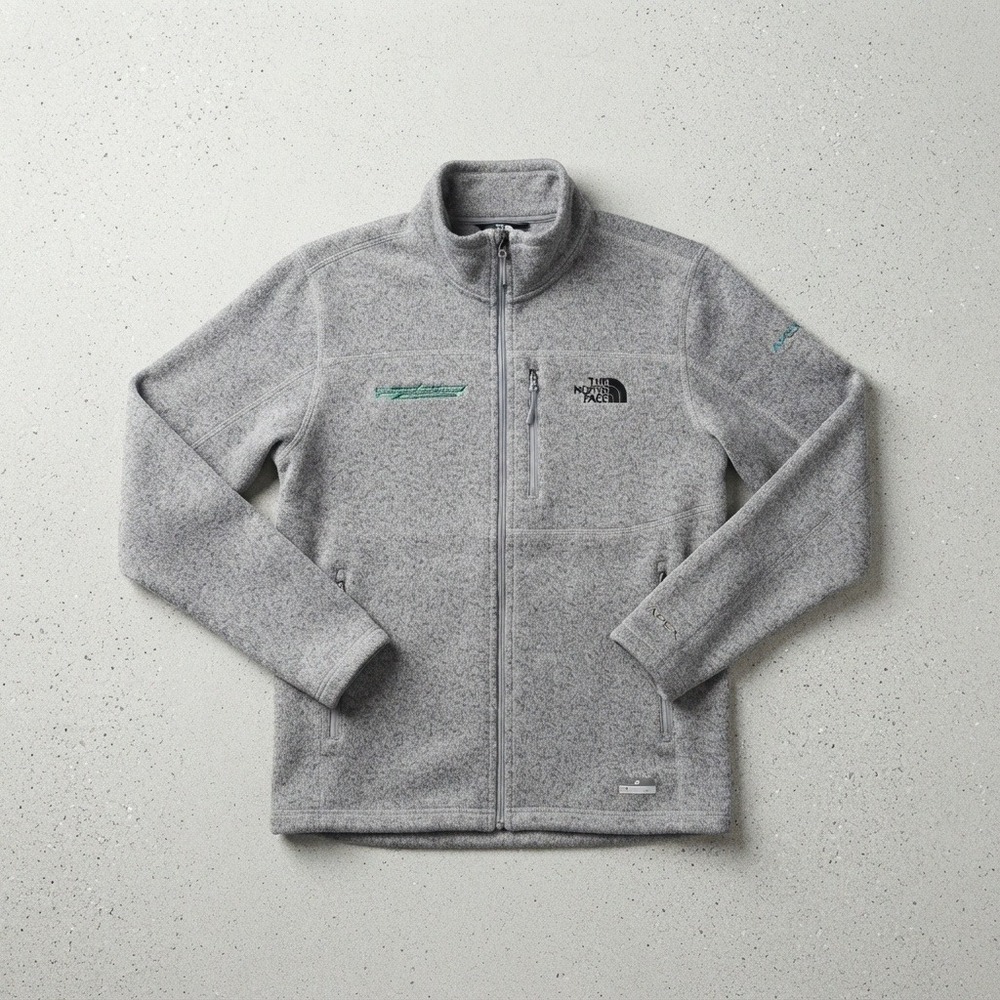 The North Face Sweater Fleece Jacket Custom LOGO MGH Grey XL NF0A3LH7 Full Zip